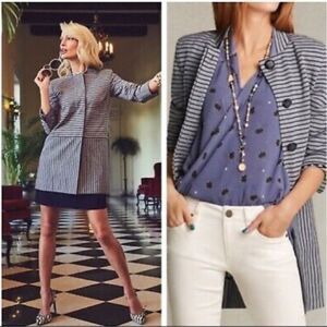 NEW Cabi Striped Car Coat 5474 Blue Gray Size XS